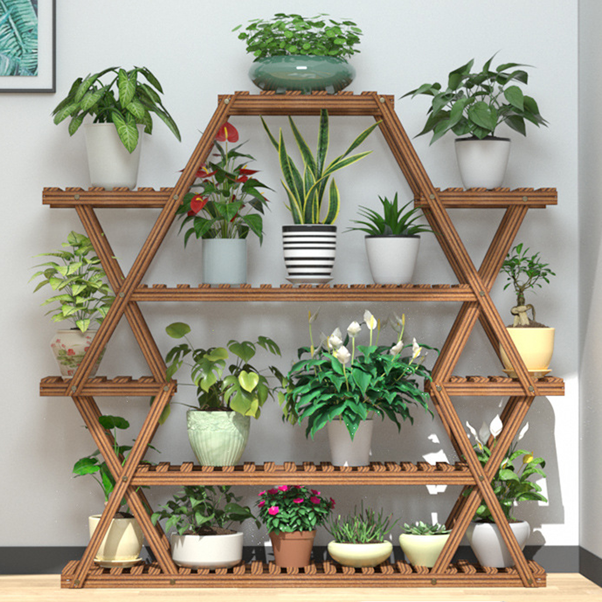 Large Triangular Wood Plant St - Outdoor Furniture Luxury avis et prix