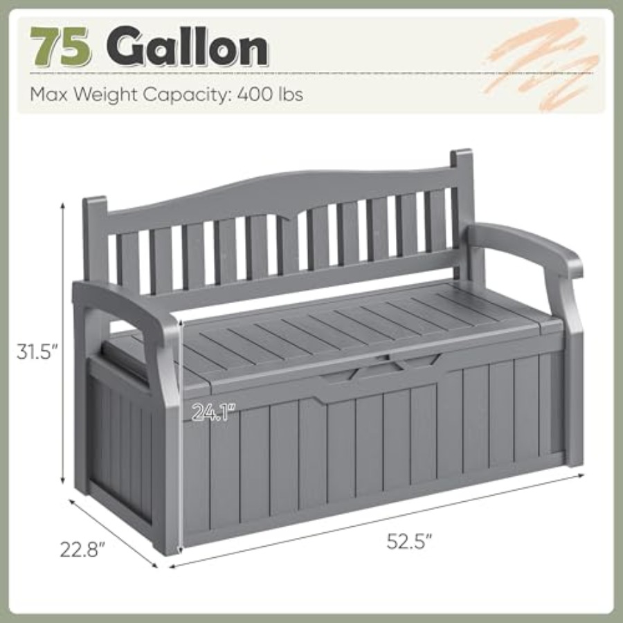 75 Gallon Outdoor Storage Benc - Outdoor Furniture Cushion avis et prix