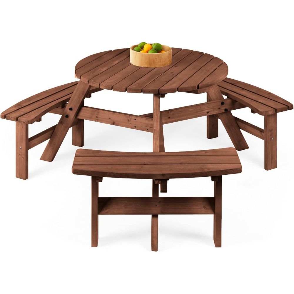 6-Person Circular Outdoor Wood - Outdoor Furniture Diy avis et prix