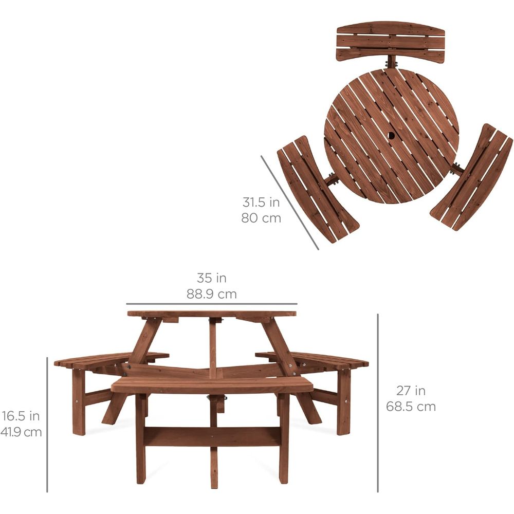 6-Person Circular Outdoor Wood - Outdoor Furniture Diy avis et prix