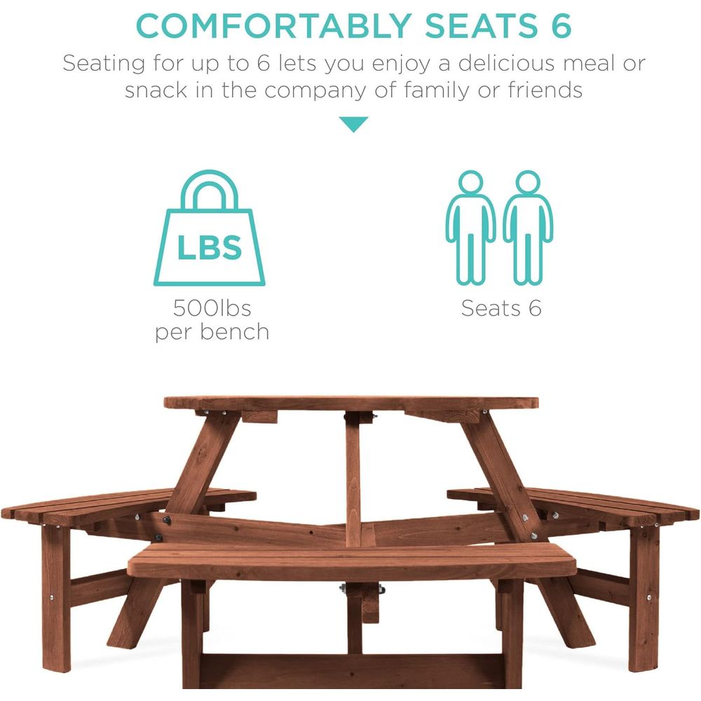 6-Person Circular Outdoor Wood - Outdoor Furniture Diy avis et prix