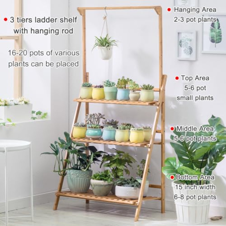 Bamboo 3-Tier Hanging Plant St - Outdoor Furniture Luxury avis et prix